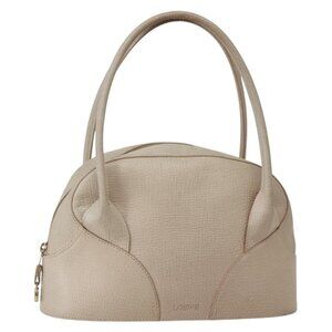 Authentic LOEWE Shoulder Bag Leather Beige Gold